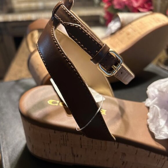 Coach Saddle/Khaki Tullie Signature Jacquard Sandals Style #:CR883 - Picture 8 of 11